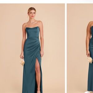 Birds Grey Anne Dress Dark Teal Strapless Bridesmaid Dress Sz Lg